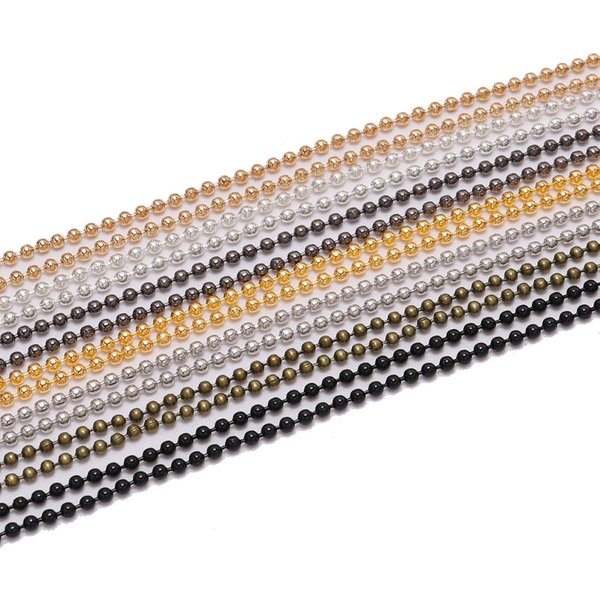 5m/lot 1.2 1.5 2.0 mm Metal Ball Bead Chains Findings Bulk Kettingen Necklace Chain For Jewelry Making Supplies DIY Accessories