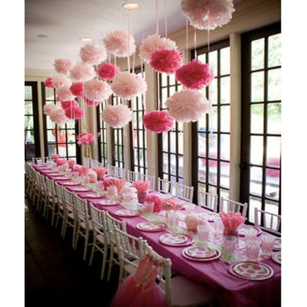 10 pièces mignon baby shower décoration 15 cm 6 pouces papier de soie fleurs papier pom pom boules lanternes fête décor artisanat mariage