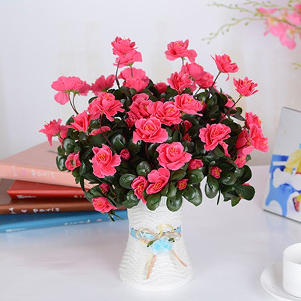Outdoor Herbst Künstliche Rote Azalea Hochwertige Blumen Büsche UV-beständig Dekor Gefälschte Blumen Home Dekorationen Klein Für Garten