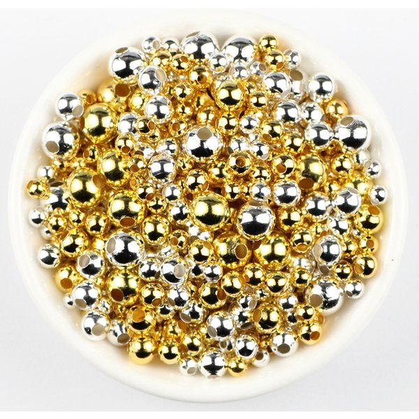 Gold Plated Metal beads 2/3/4/5/6/8/10MM Round Iron Spacer Loose Beads For Jewelry Bracelets Necklace Making DIY Accessories