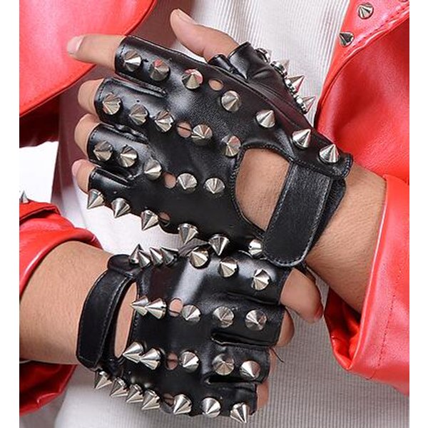 Gants en simili cuir à rivets punk pour enfants, gants à rivets pour enfants, danse, rock and roll, jazz, R388
