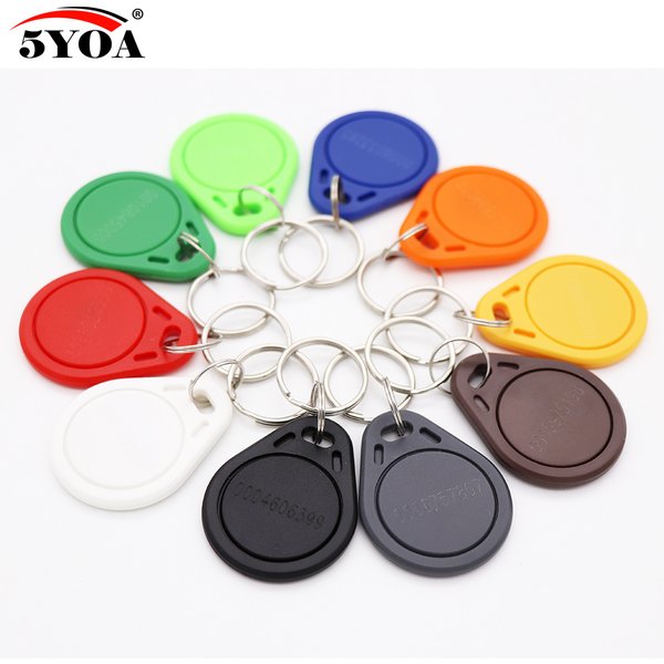 100 pièces EM4100 125khz ID porte-clés RFID étiquettes llaveros llavero Porta Chave carte autocollant porte-clés jeton anneau puce de proximité TK4100