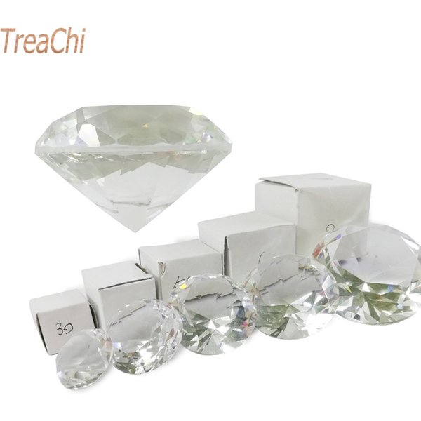 Crystal Clear Paperweight Faceted Cut Glass Giant Diamond Jewelry Decor Craft