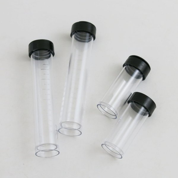2 tubes en plastique transparent vides de 10ml et 20ml, en forme de tube à essai avec bouchon, utilisés pour le stockage de perles et de bijoux