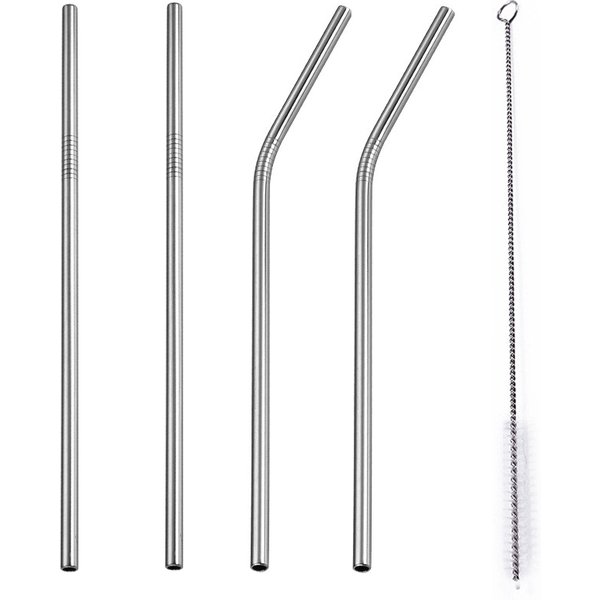 Neue 4 Teile/satz Wiederverwendbare Edelstahl Stroh mit Reiniger Pinsel oder Stroh Box Umweltfreundliche Metall Trinkhalme Set für Glas Becher