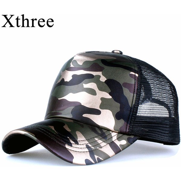 Xthree – casquette de Baseball pour hommes et femmes, 5 panneaux, en maille, en Faux cuir, style Hip Hop