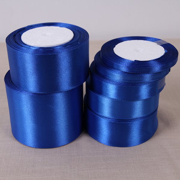 Royal Blue Satin Ribbon 25 Yards 6mm-50mm Packing Material DIY Bow Craft Wedding Party Decor Gift Wrapping Scrapbooking Supplies