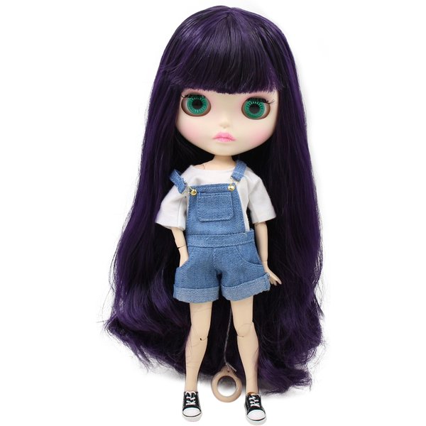 ICY DBS Blyth Doll bjd joint body white skin new faceplate matte face BL169 purple hair 30cm
