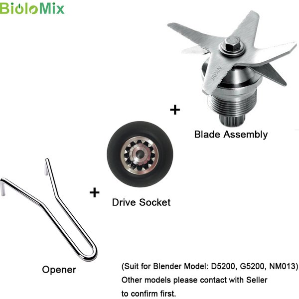Pièces de rechange pour mélangeur en acier inoxydable trempé, six lames dentelées de mélange et de coupe, couteaux, ouvre-prise d'entraînement, assemblage complet