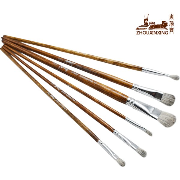 6 teile/satz Gemischt haar Holzmaserung stange Malerei Pinsel Öl Acryl Pinsel Aquarell Stift Zeichnung set Kunst Liefert