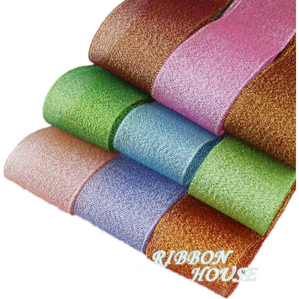 (25yards/roll) 40mm Metallic Glitter Ribbon Colorful Gift Package Ribbons Wholesale