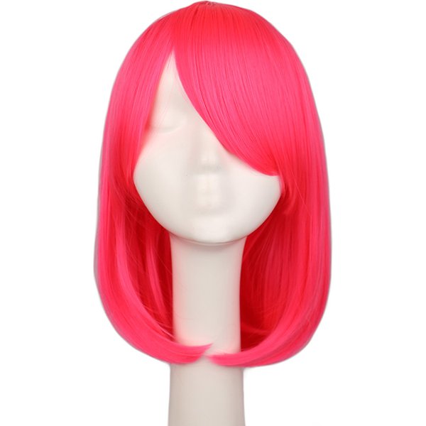 Frauen Mädchen Bob gerade Cosplay Perücke Kostüm Party schwarz weiß blau rot rosa 40 cm synthetische Haar Perücken