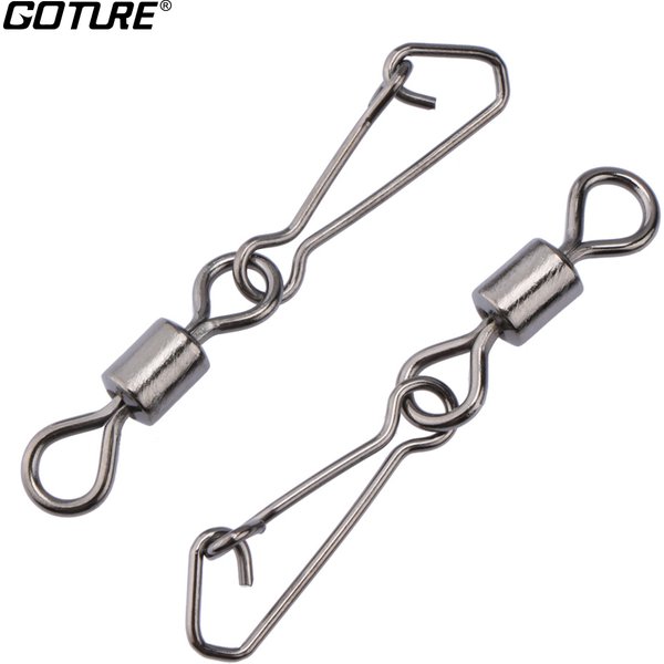 Goture 200 pcs/lot émerillons de pêche en acier inoxydable pivotant avec crochet Snap MS + QL connecteur d'hameçon de pêche