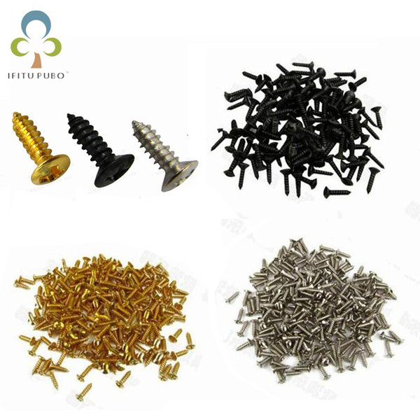 50pcs/lot Wholesale 3*12mm Electric Guitar Bass Screws For Pickguard Back Plate Mount DIY Luthier Tool Pickguard Screws GYH