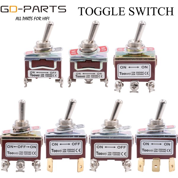 TOOWEI – interrupteur à bascule SPST DPDT, interrupteur marche-arrêt, marche-arrêt, AC, 250V, 15a, 125V, 20a
