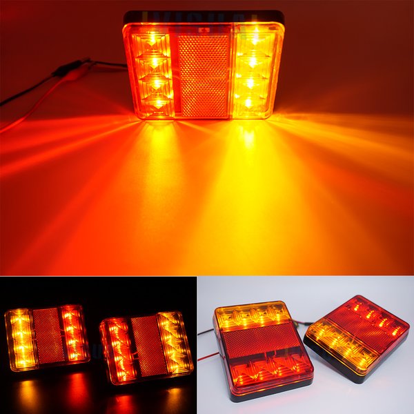 2 x 12 V, wasserdicht, langlebig, für Auto, LKW, LED-Rücklicht, Warnleuchten, Rückleuchte für Anhänger, Wohnwagen, UTE, Camper, ATV, Boote