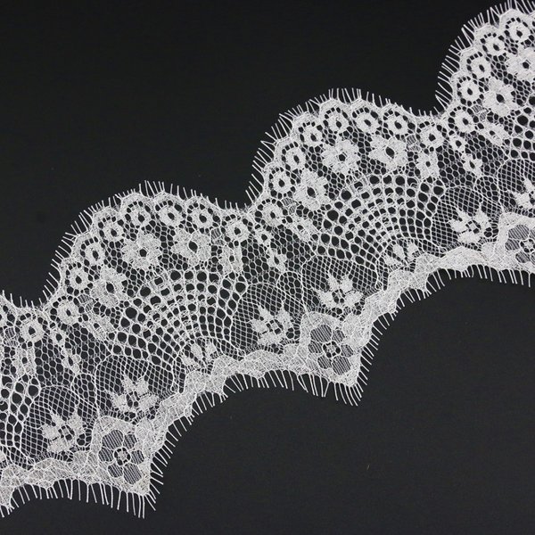 (3 mètres/lot) Tissu en dentelle blanc et noir de 130 mm, ruban pour couture de vêtements, tissu pour robe de mariée