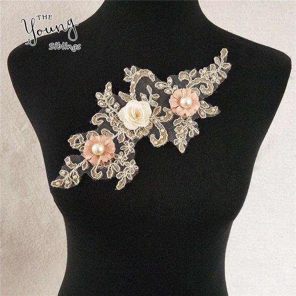 ABS-Perle mit Blumen-Patch-Motiv, Stickerei, Stoff, Applikation, Besatz, Braut, Hochzeitskleid, Spitzenkragen, Anwendungen, Nähen, Basteln