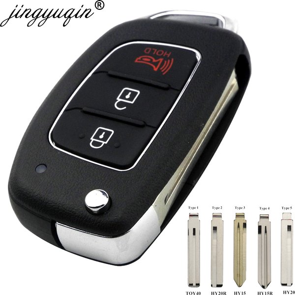 jingyuqin 3-Tasten-Fernbedienungs-Autoschlüsselgehäuse für Hyundai HB20 IX35 I45 SANTA-FE Accent I40 I20 HY15/HY20/TOY40, ungeschnittene Schlüsselhülle
