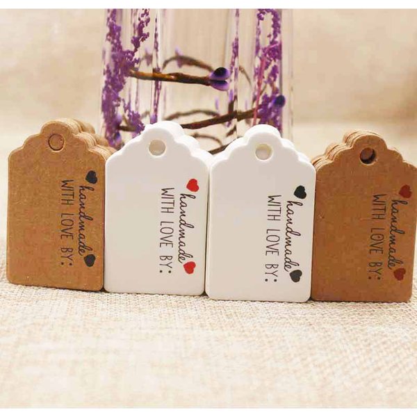 100TAG New Vintage Style Paper Gift Tag White/Kraft Cardboard Jewelry Label Tag for Gift /Wedding Favors Products Note Tag