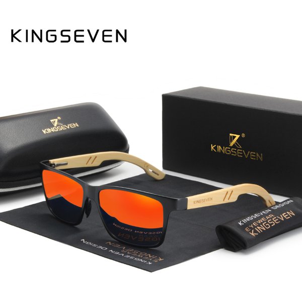 KINGSEVEN marque Design Original aluminium + bambou naturel en bois fait à la main lunettes de soleil hommes lunettes polarisées lunettes de soleil pour les femmes
