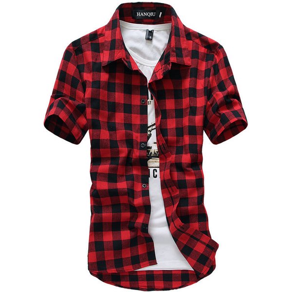 Chemise à carreaux rouge et noire pour homme – Nouvelle collection été 2026 – Chemise homme à manches courtes