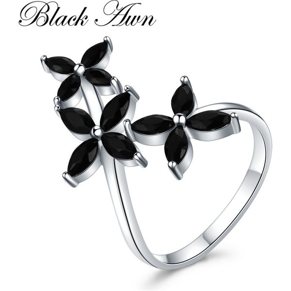 Nouvelle bague de fiançailles tendance en argent avec spinelle noire pour femme, bijoux de mode 2026 - Anillos Mujer G069