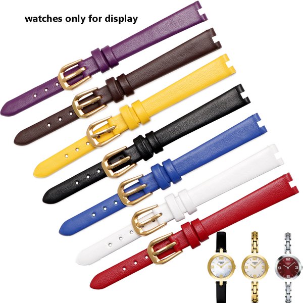 Small size ultra thin strap 10*3mm genuine leather watchband replacement Tissot T003 wristband female bracelet