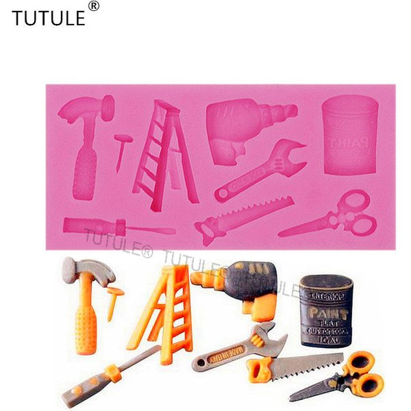 Gadgets-DIY Werkzeuge SILIKONFORM Enthält Farbe, Leiter, Hammer, Säge, Bohrer, Schere, Schraubendreher & mehr, Lebensmittelqualität