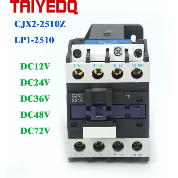DC Contactor CJX2-2510Z DC Magnetic Contactor 25A LP1-2510 Contactors DC12V 24V 48V 110V Motor Protection Switch