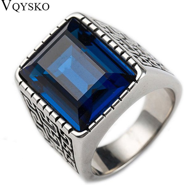 Bague en pierre CZ rouge bleu pour hommes, bague Vintage en acier inoxydable, alliances pour hommes, bijoux Anel