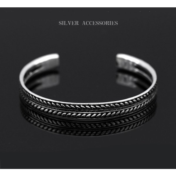 XIYANIKE vente chaude argent plaqué couleur argent Vintage feuilles décoratives motif ouvert Bracelet Bracelet pour femmes hommes