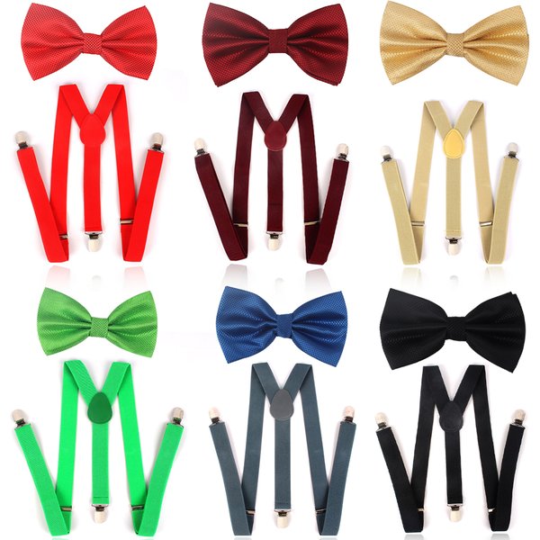 NOUVEAU Solide Hommes Noeud Papillon et Bretelles Ensembles Chemises Classiques Noeud papillon Bretelles Pour Hommes Noeuds Papillon Cravates Papillon