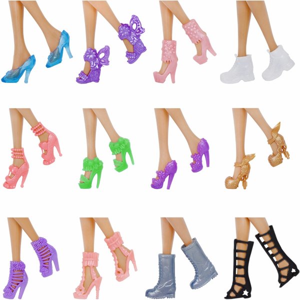 12 paires/lot chaussures de poupée Style mixte mignon coloré talons hauts chaussures mode bottes assorties accessoires pour 11.5 ''poupée bricolage jouets