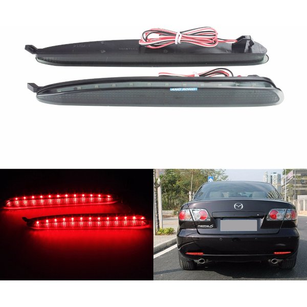ANGRONG 2 x schwarze Heckstoßstangenreflektor-LED-Bremslicht für Mazda 6 Atenza Mazda6 GG 2003–2008