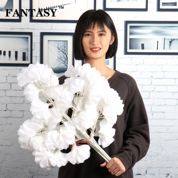 Branche de Ginkgo Artificielle, Grande Plante, Feuilles Blanches, Décoration d'Automne, Artisanat de Fleurs de Mariage, 5 Fourcommuniste, 12 Pièces