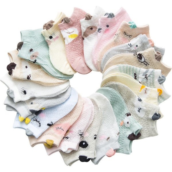 5Pairs/lot 0-24M Newborn Baby Boys Girls Socks Cartoon Cotton Baby Socks for Girls Infant Toddler Summer Mesh Thin Accessories