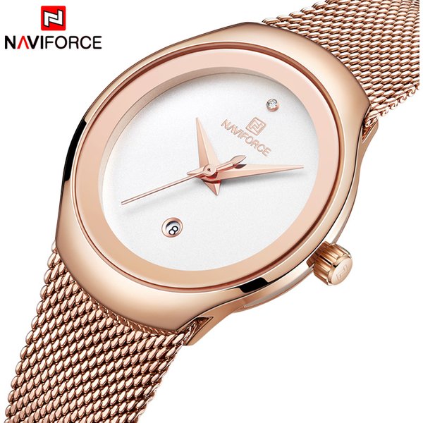 NAVIFORCE Uhr Frauen Mode Kleid Quarz Uhren Dame Edelstahl Wasserdichte Armbanduhr Einfache Mädchen Uhr Relogio feminino