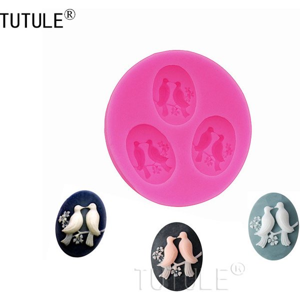 Lover Bird Cake Silicone Mold Biscuit Polymer Clay Resin Birds Flexible Push Bird Mold For Resin Polymer Candy Chocolate Mold