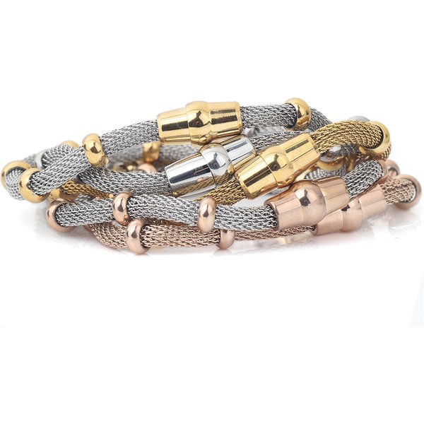 Hochwertige dreifarbige Armbänder mit Edelstahlverschluss und Charms, Kabelgeflecht-Armband, Kettenarmband für Männer oder Frauen