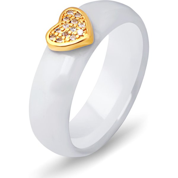 Mode Herz Weiß Schwarz Keramik Ring Mit CZ Zirkon Großhandel Schmuck frauen Verlobung Versprechen Hochzeit Ringe Für Party