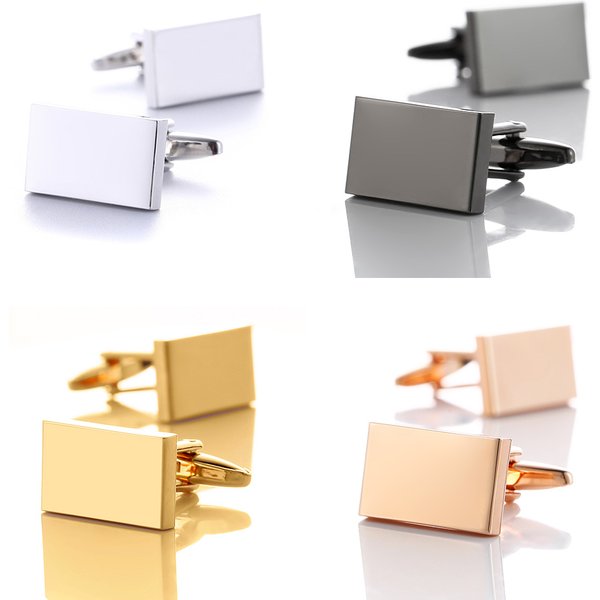 Boutons de manchette rectangulaires de Style Simple pour hommes, chemise de Style français, boutons vierges, métal, cuivre, laiton, cadeaux pour marié