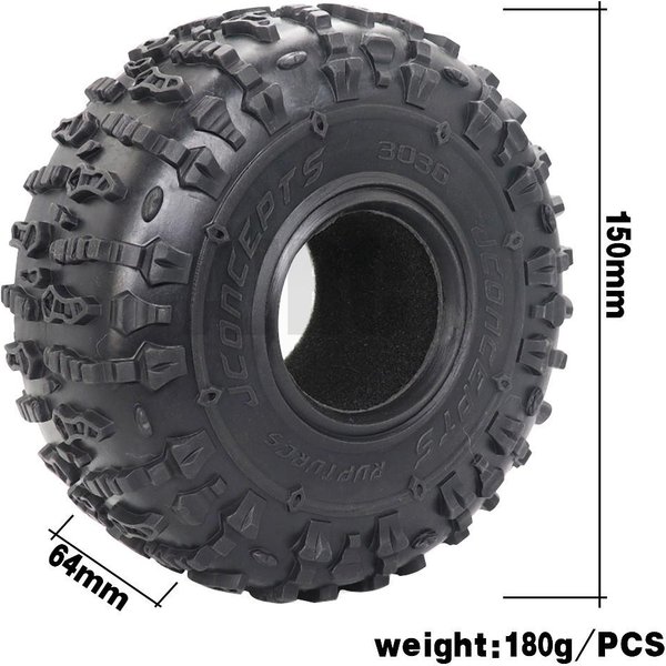 4 pièces 2.2 pouces Jconcepts pneu en caoutchouc 2.2 pneus de roue 150x64mm pour 1/10 Rc chenille Wraith Trax Rr10 Scx10 Wrangler 2.2 roue