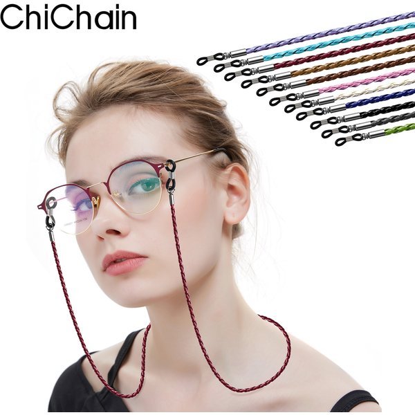 Dicke gedrehte Sonnenbrille, Premium-PU-Leder, Seilketten, Brillen, Lanyard-Riemen, Outdoor-Sport, rutschfestes Brillenzubehör