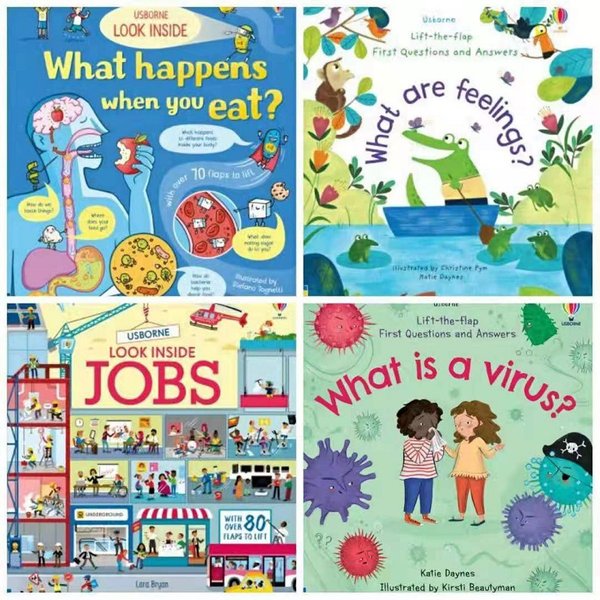 4 Designs Look Inside Jobs/What Happens When You Eat Series English 3D Flap Picture Books Children Reading Story Book
