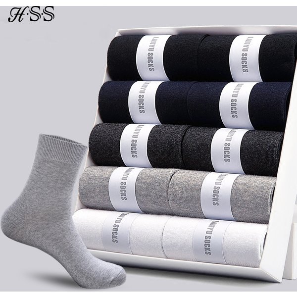 HSS 10 paires de chaussettes pour hommes, nouveaux styles, chaussettes noires à tube moyen pour hommes d'affaires, fines, respirantes, été et hiver, taille (6,5-12)