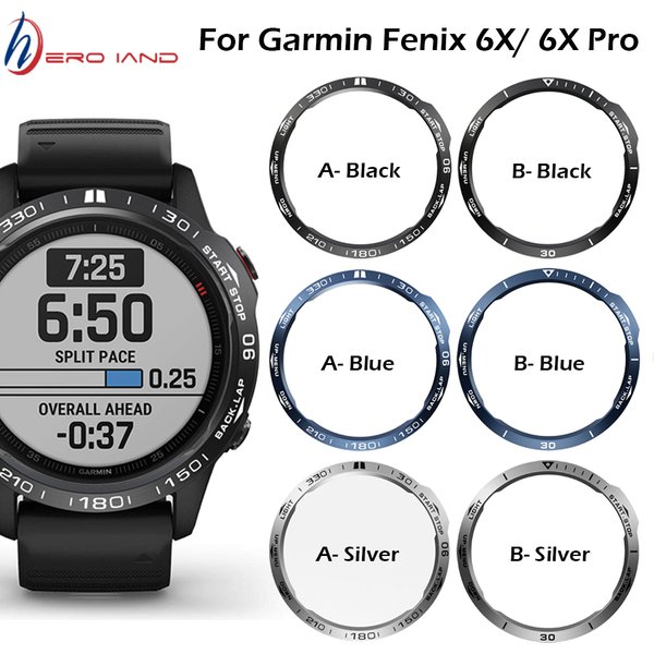 Anneau de lunette de montre saphir pour Garmin fenix 6X/6X Pro/6X, en acier inoxydable, unités de temps sculptées, anneaux de couverture adhésifs anti-rayures