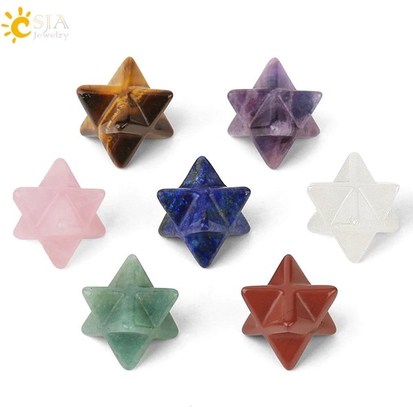 CSJA Stern Kristall Merkaba Naturstein Merkabas für DIY Schmuck Chakra Wicca Reiki Heilung Energie Schutz Dekoration G183