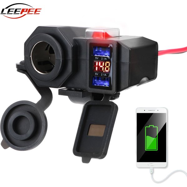 Waterproof Motorcycle USB Chargers 3.0 Power Adapter Dual Ports LED Indicator Universal Motorbike Pit Dirt Bike Moto Accessories