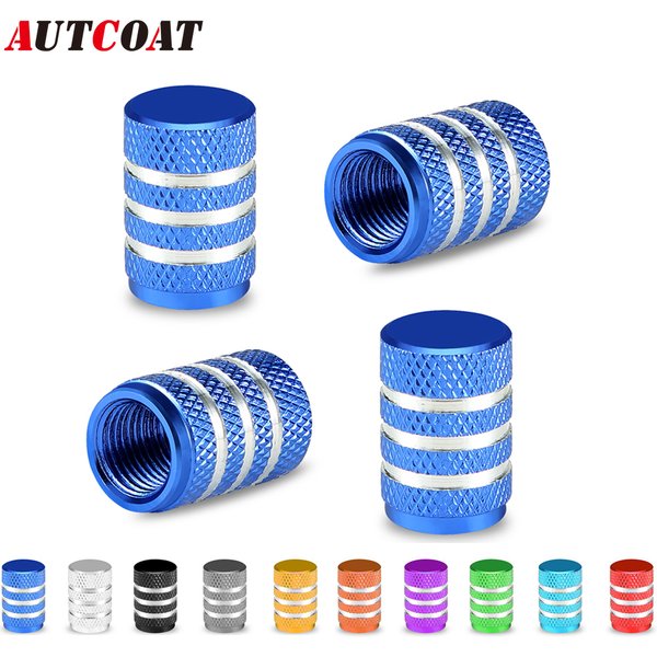 AUTCOAT 4Pcs Aluminum Car Wheel Tire Valve Caps Tyre Rim Stem Covers Airdust Waterproof For Automobiles Motorcycles Trucks Bikes